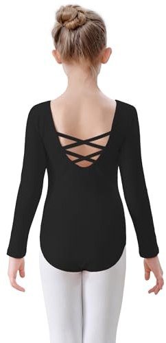 FONLAM Ballettkleidung Turnanzug Mädchen Langarm Balletttrikot Mädchen Gymnastikanzug Ballettanzug Baumwolle