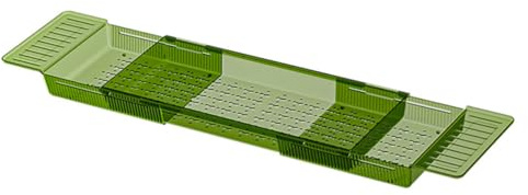 LOEFLIFA Expandable Plastic Bath Table Tub Tray Non-slip Phone and Tablet Holder, Green Bathtub Accessory for Bathroom Relaxation and Soaking