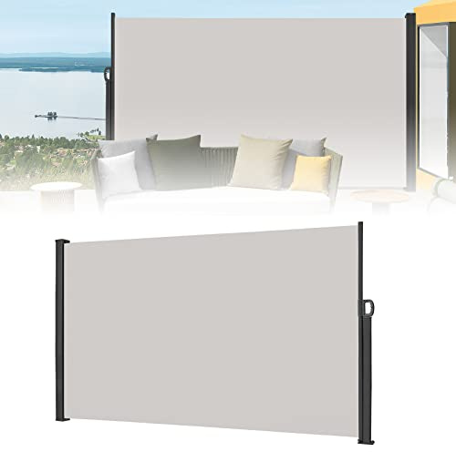 Seitenmarkise Ausziehbar 160 x 300 cm Sonnenschutz & Windschutz für Balkon & Terrasse Hellgrau Outdoor Schattenlösung Wetterbeständig Einfache Montage