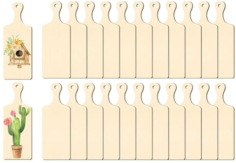 Aribrnten 24 Mini Planches à Découper en Bois avec Poignée, Mini Planches à Charcuterie Artisanales Inachevées, Petite Planche à Découper Vierge