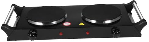 MUELODSIC Double Electric Burner Hot Plates with Portable Handles Even Heating Electric Cooker Stove for Home Kitchen and Camping Uk Plug Compatible