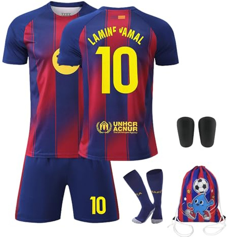 FriaNt Fußball Trikot Set für Kinder, Hause Trikot Fußballtrikot für Herren Jungen, Football Jersey Training, mit Fussball T-Shirt, Shorts Socken Schienbeinschoner (B, 20)