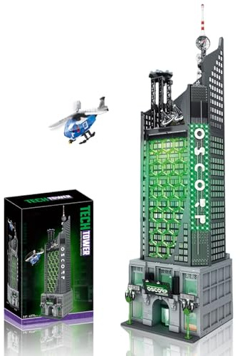 Aimmob Spider Oscorp Hero Tower Klemmbausteine Set für Erwachsene - 102 cm Daily Modular Building mit Hubschrauber, Film Architecture Haus für Männer YM014 Youmko