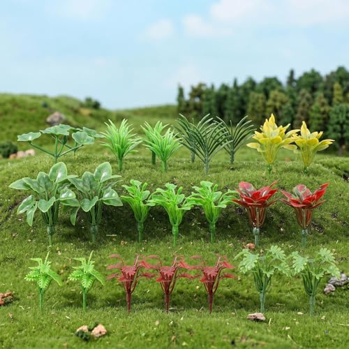 Kynigo 100 Pcs Miniature Plants & Model Trees Set, Mini Plants & Mini Flowers Shrubs for Crafts, Artificial Plant for Dollhouse, Fairy Garden, Diorama, Train Scenery, Landscape, DIY Decor