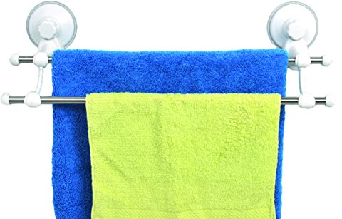 Tendance - Porte serviette 2 barres/ventouses blanc