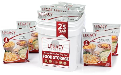 Legacy Premium Food Storage Emergency Survival Food Storage - 60 Large Servings: 16 Lbs - Freeze Dried Prepper Meals - Disaster Preparedness Supply Kit - Camping, Hiking, RV & More by
