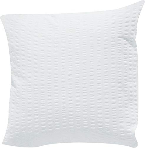Erwin Müller Kissenbezug, Kuschelkissenbezug, Kissenhülle Seersucker Uni Serie Rosenheim weiß Größe 40x40 cm - pflegeleicht, bügelfrei, mit Reißverschluss
