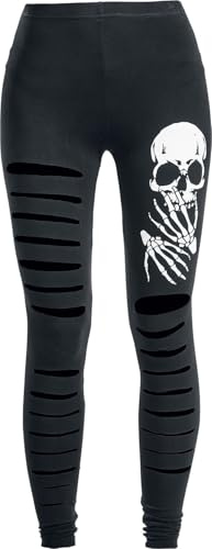 Banned Slashed Skull Women Leggings Black M, 95% Viscose, 5% Elastane, sehr elastisch Skinny