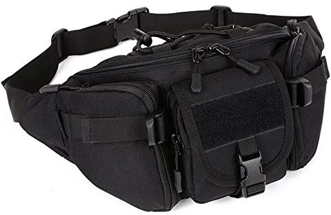 Huntvp Taktische Gürteltasche im Militär-Stil, Gürteltasche für Wandern, Klettern, Outdoor, Schwarz