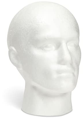 Juvale Perückenkopf Männlicher Modellkopf / Styroporkopf - Zur Aufbewahrung oder Präsentation von Perücken, Hüten, Masken, Sonnenbrillen - Für Zuhause, Theater, Mode - 12,7 x 27,2 x 20,3 cm