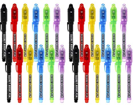 Geheimstifte, Stift für Kindergeburtstag, Detektivparty, Schatzsuche, Mitgebsel, Gastgeschenk, Erwachsenen Party, Geheimstift mit UV Licht, 24 Stück
