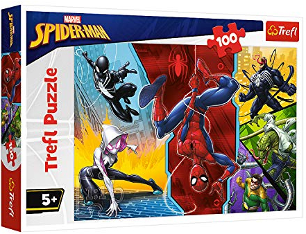 Trefl, Puzzle, Verkehrt herum, Marvel Spiderman, 100 Teile, für Kinder ab 5 Jahren