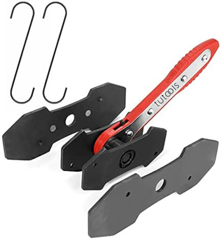 TUTOOLS Brake Caliper Press, Caliper Piston Spreader, Brake Tools,Brake Caliper Piston, Brake Caliper Press Ratchet with 2 Extra pcs Steel Plates, Red