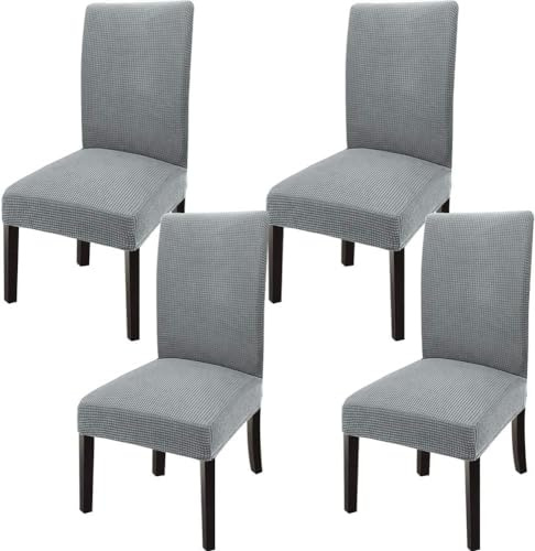 GoodtoU Stuhlhussen für Esszimmer, dehnbar, Esszimmerstuhl, Slipovers, Parsons, Stuhlhussen für Esszimmer, Küche (4er-Set, Hellgrau)