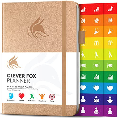 Der Clever Fox Planer - Kalender Notizbuch Organizer Tagebuch zur Steigerung von Produktivität, Motivation, Achtsamkeit, Glück, Erfolg und Zielerreichung, Undatiert, A5 - Perle