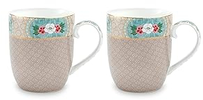 Pip Studio 2er Tassen-Set klein Blushing Birds | Khaki - 145 ml