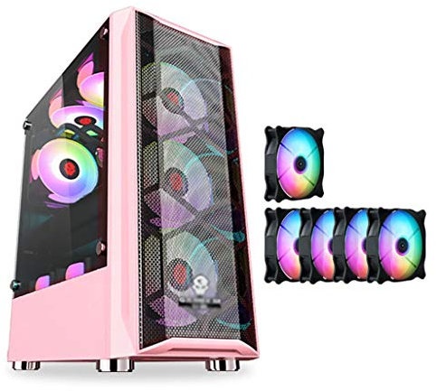 HDYD Gaming Case, Mid-Tower PC di Gioco di Caso ATX/M-ATX/ITX - I/O Anteriore USB 3.0 Port - Pannelli Laterali in Acrilico - Include Ventola di Colore - Water-Cooling Pronto