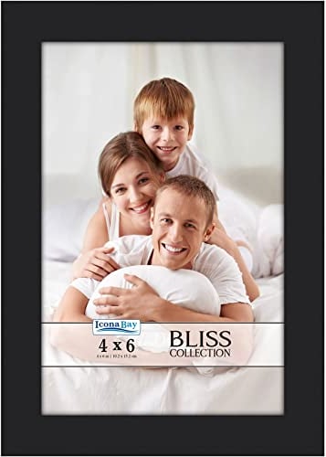 Icona Bay 10x15 cm schwarzer Bilderrahmen, moderner Holzverbundrahmen, Tisch- oder Wandmontage, Bliss-Kollektion