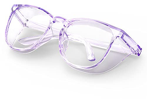 Gafas de seguridad elegantes, transparentes antivaho y antiarañazos, para hombres y mujeres (púrpura)