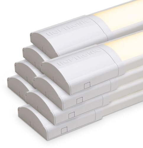 HOFTRONIC - 8er Pack LED Lichtleisten 120cm 40W Röhrenlampe Komplett 3000K Warmweiß 4800lm Super Hell 30000h Langfeldleuchte 1200x74x25mm (LxBxH) Kellerlampe garagenbeleuchtung - IP20 Innen