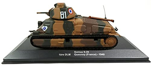 Ixo - Panzer für Kampf, Französisch, Somua S-35, 1. DLM Quessnoy Frankreich 1940, Maßstab: 1:43, Olivebraun, Militärfigur, Sculpture