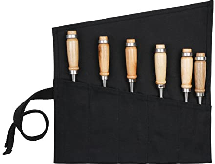 Small Tool Pouch, Multi-function Tool Bag with 6 Tool Pockets for Chisels, Hammers, Gouges Palm Tools
