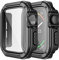 Adepoy 2 Pack Rugged Case Compatible for Apple Watch 45mm Series 9/8/7 with Tempered Glass Screen Protector, Military All Around Hard TPU Protective Cover Case Shockproof Bumper for iWatch Men 45mm