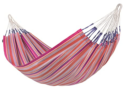 LA SIESTA® Modesta Flamingo - Klassische Doppel-Hängematte aus Bio-Baumwolle