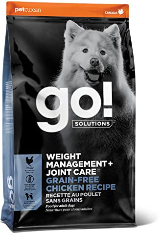 Go! Solutions Weight Management + Joint Care Chicken Grain-Free Dry Dog Food, Premium Kibble for Adults & Seniors with Added Glucosamine & Chondroitin for Healthy Mobility, 3.5 lb Bag