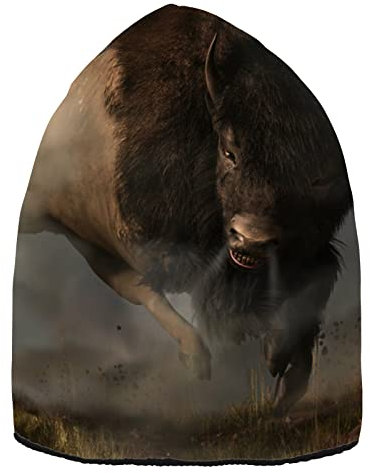 YOUJUNER Herren Damen Beanie Mütze Bison Bull Buffalo Beanie Cap Thermouhr Kappe Unisex Kopfbedeckung Skull Cap Bündchen Mütze Wintermütze, mehrfarbig, One size