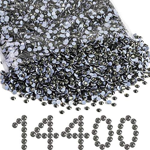 Beadsland Diamantes de imitación hotfix a granel,14400 piezas de pedrería grises hotfix para manualidades,ropa,decoración DIY,Antracita,SS10,2.7-2.9mm
