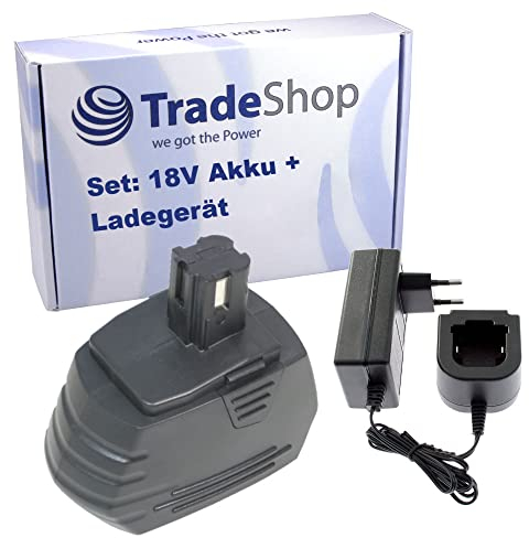 Trade-Shop 2in1 Set: NI-Mh Akku 18V / 2200mAh + Ladegerät Netzteil für Hilti SFL18 SFL-18 ersetzt SFB180 SFB185 SFC-7/18 / Lampe, Akku-Bohrschrauber