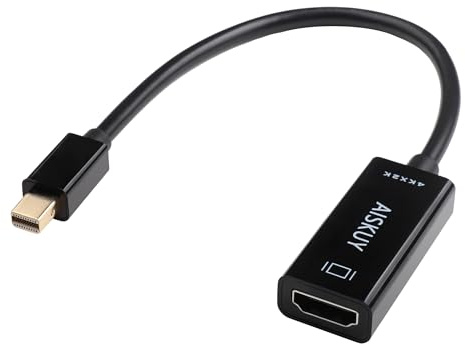 AISKUY Adaptador Mini DisplayPort a HDMI, convertidor 4K Mini DP (Thunderbolt 2) macho a HDMI hembra para MacBook Air/Pro, Surface, ThinkPad, monitor, proyector.