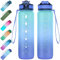 EYQ 1L Water Bottle, 1 Litre Water Bottle with Straw, 32oz Leak-Proof Motivational Sports Drinks Bottle with Time Marker, Tritan BPA-Free, Drinking Waterbottles for Fitness, School, Gym Outdoor Sports