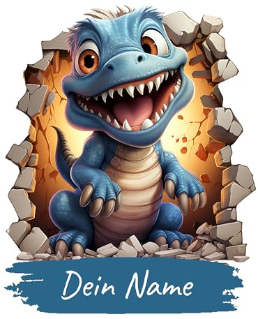 GRAZDesign Dino Wandtattoo mit Namen personalisiert Dinosaurier für Kinderzimmer Junge - Wandaufkleber über Bett & Sofa - 37x30cm