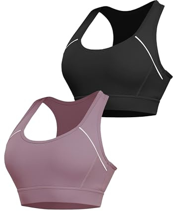 Irdcomps Sport BH Damen Ohne Bügel Starkem Halt Racerback-Design Verstellbarem Hakenverschluss Eingenähten Cups für Laufen Fitness HIIT Yoga