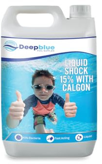 Deep Blue Industrial Strength Liquid chlorine with Calgon for Swimming Pools Hot Tub Jacuzzi Disinfectant Cleaner 5litre | Sodium Hypochlorite