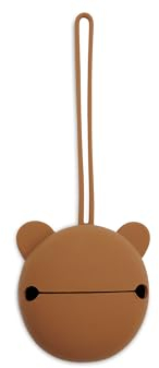 Jollein Boîte à tétine en silicone pour les déplacements - Caramel - Diamètre 7 cm - Rangement de tétine - Marron