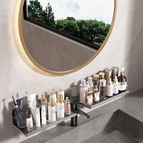 YGMXZL Étagère de lavabo de Salle de Bain au-Dessus du Robinet,Organisateur d’étagères de Robinet avec rainure en Forme de U, pour salles de Bains et Toilettes (Gris, XL)
