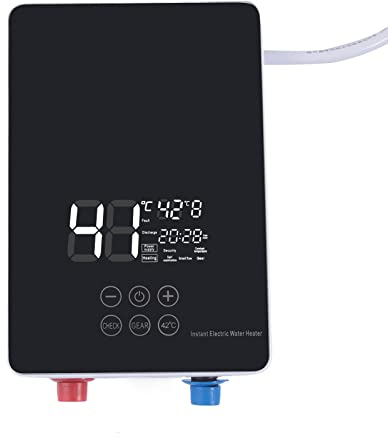 MEHOOSPVN Elektrische Durchlauferhitzer Warmwasserbereiter Elektronischer Dusche, 6000W LCD-Display Thermostat Warmwasserbereiter Heizung mit Intelligentes Thermostatsystem für Badezimmer und Küche
