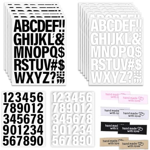 Asaisimg 14 Sheets 588 Pcs Iron on Vinyl Letters & Numbers, with 8 Pcs Labels, 2 Inch Heat Transfer Letters for Clothing & Fabric