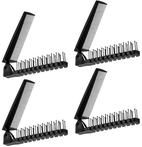 JIEYAO Lot de 4 peignes pliants, peignes de voyage pliables, peignes à cheveux compacts, brosse à cheveux à double tête, brosse à cheveux antistatique, outils de coiffure pour homme et femme