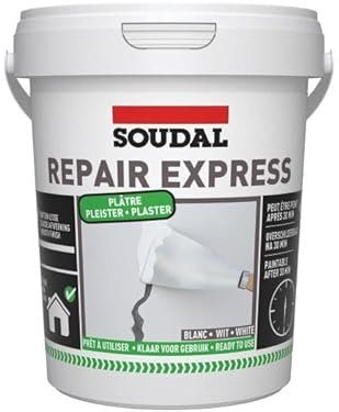 Soudal Repair Express Plaster Cement Acrylic Sealant Cartridge Joint Crack Colours 900ml Acrylic Polymer Based, DIY Masonry Concrete Masonry Concrete Stairs Used for External & Internal (White)