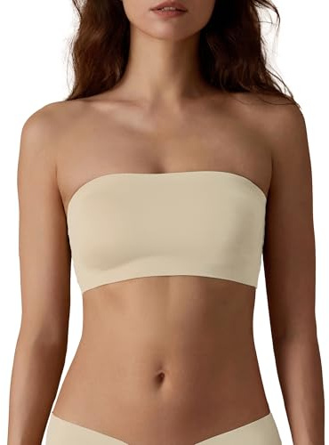 SHARICCA Soutien-gorge sans bretelles pour femme - Non rembourré - En silicone antidérapant - Confortable - Sans coutures - Sans bretelles