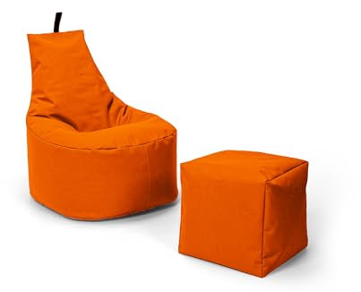 Nadimaideal Sitzsack XL - XXL für Kinder, Teenager & Erwachsene | Indoor & Outdoor | bereits gefüllt | Sitzsack Gaming | Füllung EPS Perlen (Orange, XXL - Durchmesser 80 cm für Erwachsene)