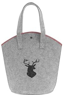 CB Home & Style Filztasche Hirsch Einkaufstasche Tasche Shopper ca. 30 x 15 x 40 cm (Hellgrau)