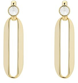 Karen Millen Crystal Ellipse Drop Earrings For Women (Gold/Clear Crystal)