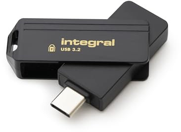Integral Secure 360-C Clé USB Chiffrée 256 GB – Connecteur USB-C – Chiffrement AES 256 Bits – Compatible avec Mac, MacBook, PC, Ordinateur Portable