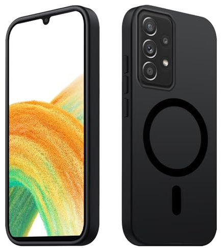 Tawarror Magnetische für Samsung Galaxy A33 5G Hülle, Matt Transluzente Handyhülle für Samsung A33 PC Rückseite Kratzfest TPU Fallschutz Stoßfest Anti-Fingerabdruck Matte Schutzhülle, Schwarz
