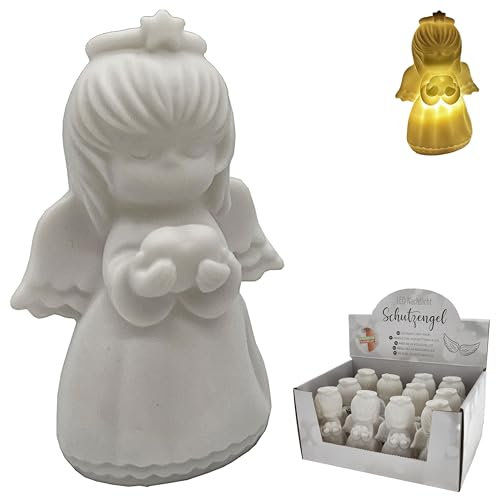 Cepewa LED Nachtlicht Engel 12er Set Display | 6x11x6cm Kunststoff warmweiß | Dekoleuchte mit Timerfunktion batteriebetrieben (12)